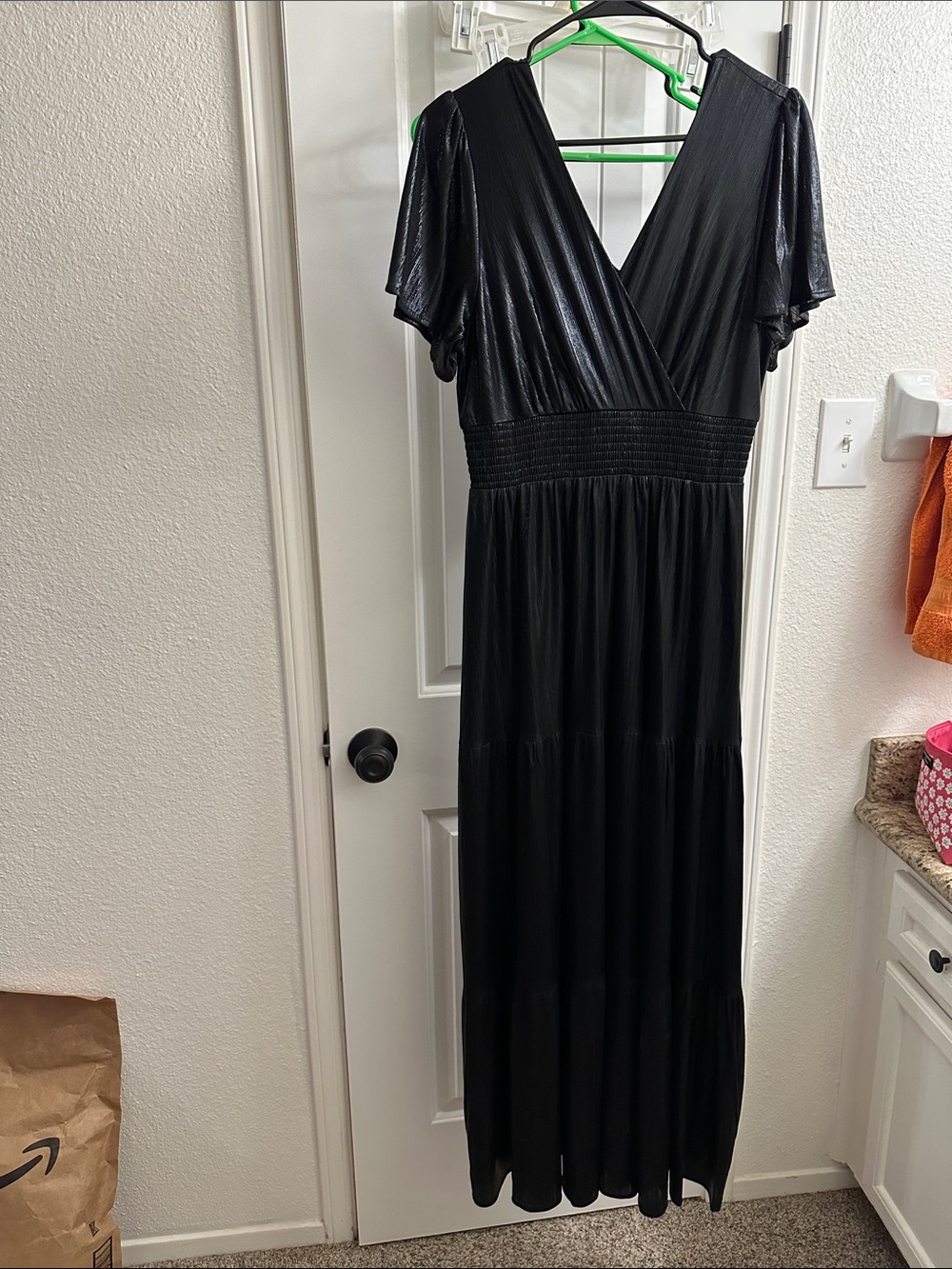 Baltic Born Black V-Neck Maxi Dress with Smocked Waist